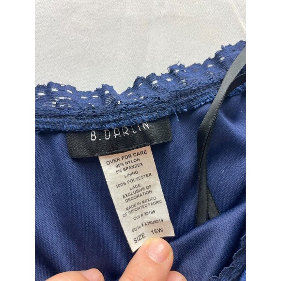 Vintage B Darlin Dress Womens Size 16W Blue Lace Fit & Flare Boat Neck Midi Y2K - Picture 5 of 6